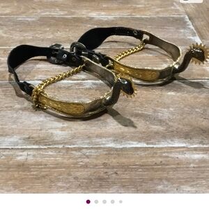 Vintage Ostrich Head Collectable Spurs. Gold Silver And Black